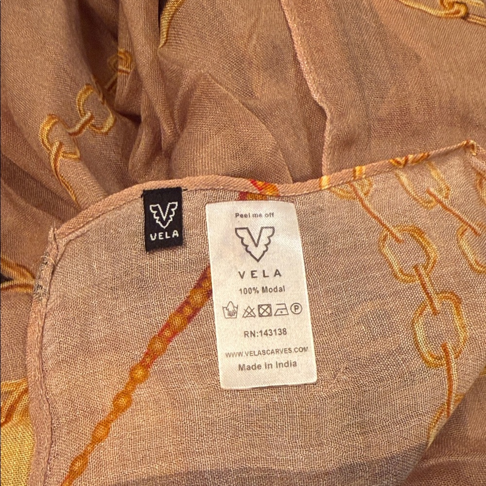 Vela NEW Modal Hijab Beige and Brown Chain Scarf